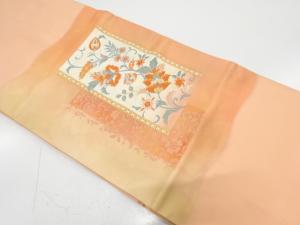 唐花模様織り出し　名古屋帯